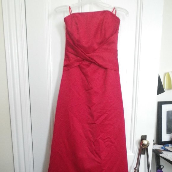 Bari Jay red strapless formal gown, Vtg 90s/y2k?, Sz 6 fits like 0 - Picture 1 of 9